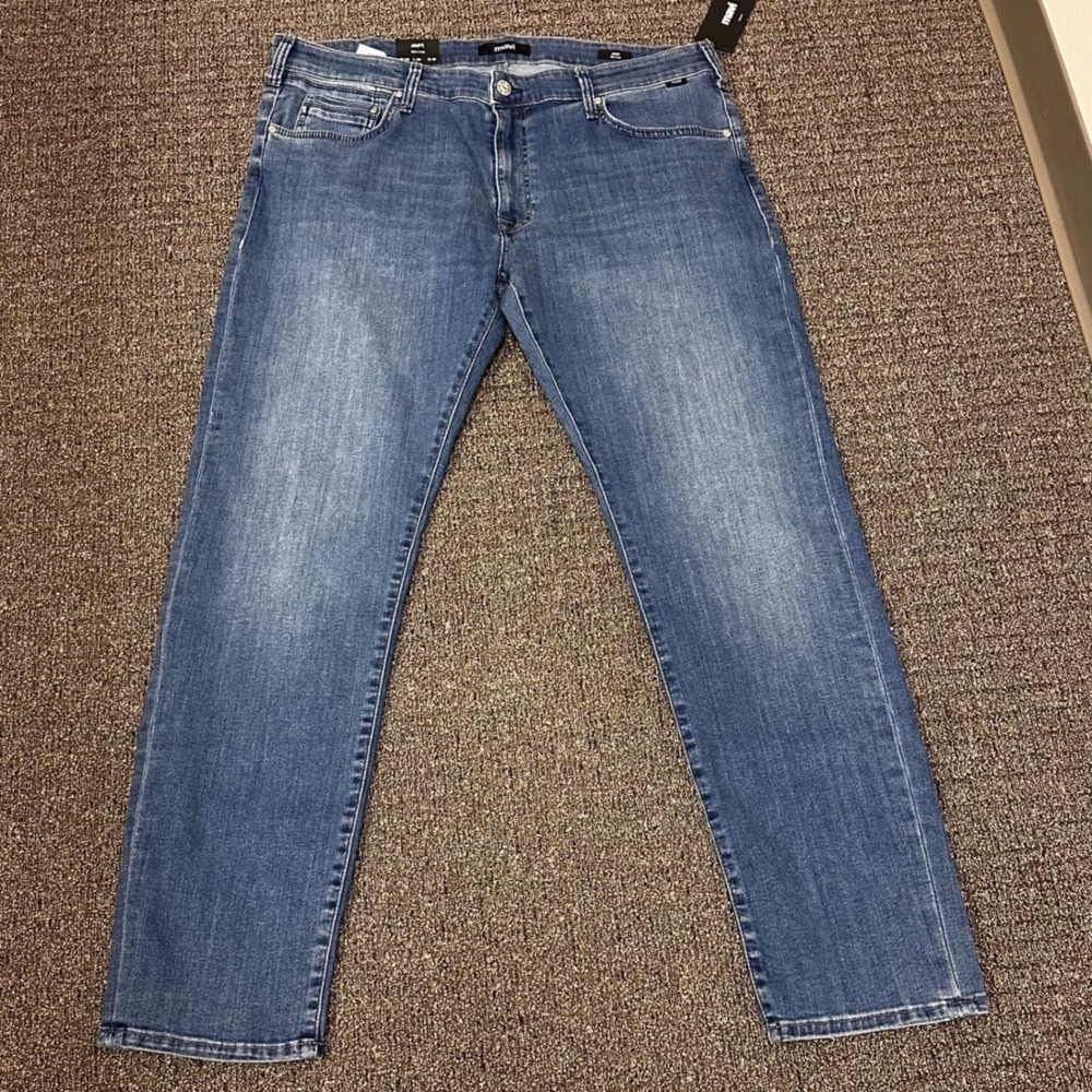 Mavi Jake Slim Leg Jeans Mens 38x32 Mid Indigo Brushed Springfield NWT - Picture 2 of 8